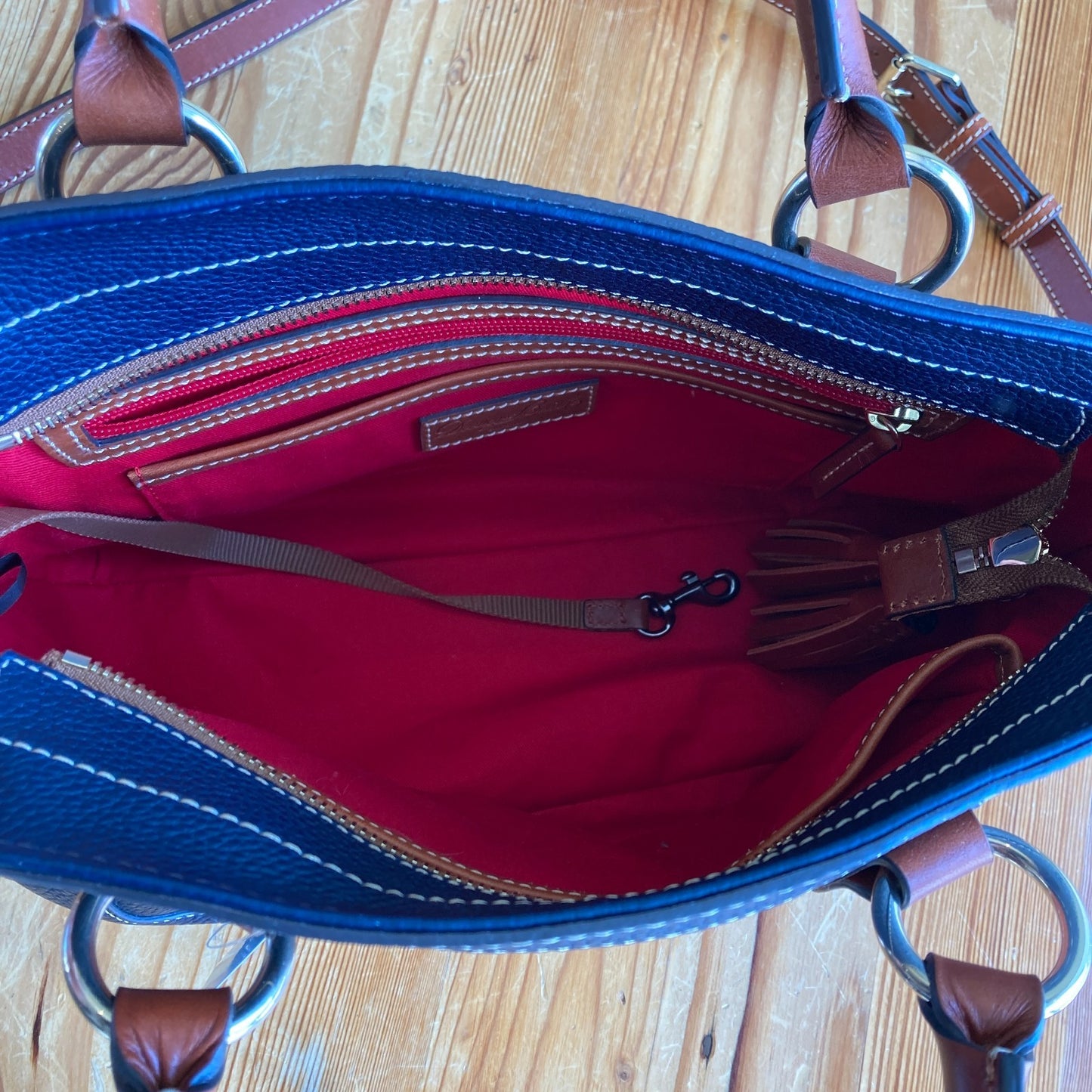 Dooney & Bourke Navy Pebble Grain Lexington Shopper Large Tote Bag - 0801TH