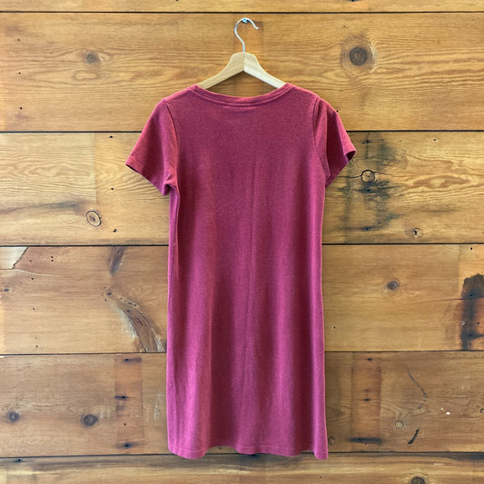 Jungmaven Dark Red Short Sleeve Hemp Organic Cotton Dress - Size XS - 1220MM