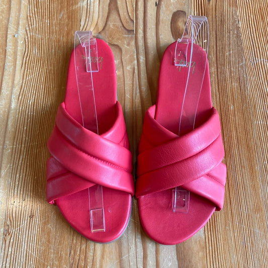 Beek Red Surfbird Womens Puffy Cross Strap Slide Sandals - Size 9 - 1114LH
