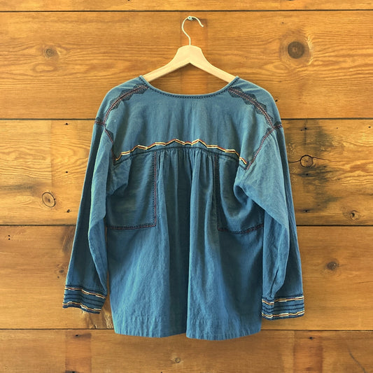 Isabel Marant Etoile Blue Embroidered Boho Peasant Blouse - Size 38 / M - 1002SU