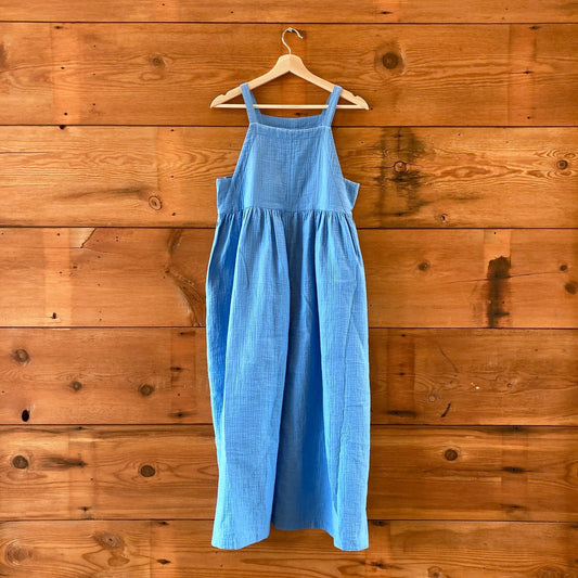 Rachel Comey Blue Fresco Cotton Square Neck Sleeveless Dress - Size S - 1125KG