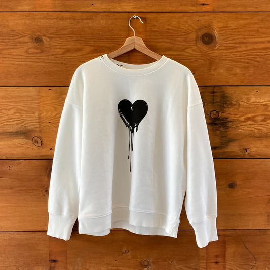 Zadig & Voltaire $228 White Oscar Flowing Heart Sweatshirt - Sz L - NEW - 0417DL