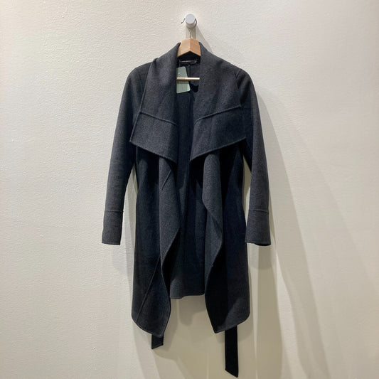 Diane von Furstenberg Dark Gray Stacy Tie Waist Wrap Coat - Size XS - 0428KS
