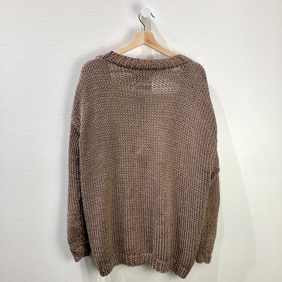 The Knotty Ones Brown Open Front Cotton Knit Cardigan Sweater - Size XS - 0606RO