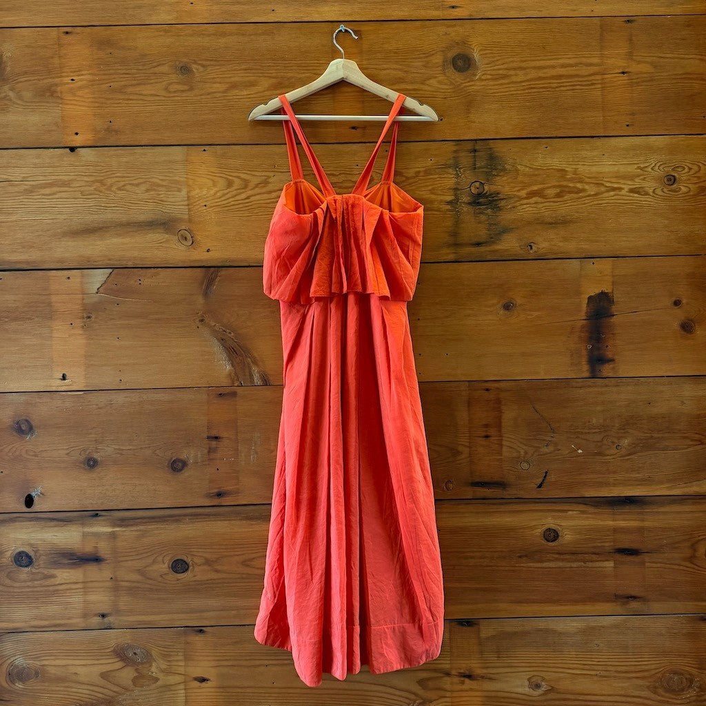 Rachel Comey Orange Sleeveless Cupro Silk Dovalina Midi Dress - size 4 - 0628AC