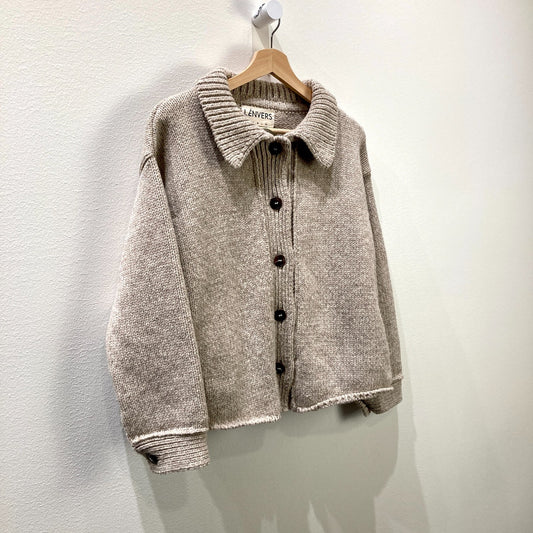 L'envers Gray Calamity Merino Wool Cardigan Sweater Jacket - Size S - 0312IG