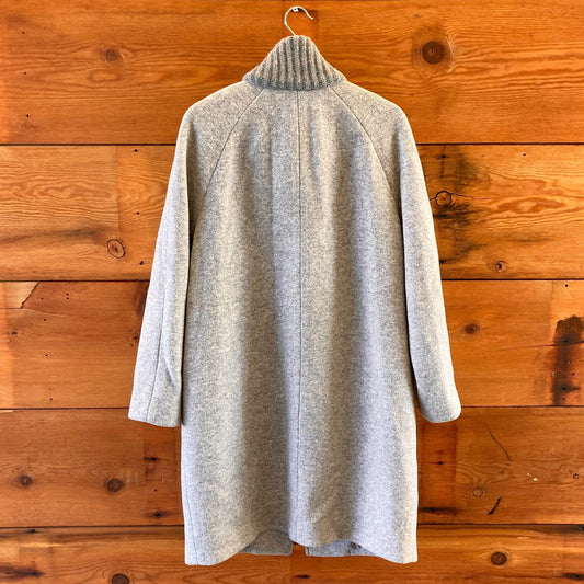 M - Theory Heather Gray Everyday Raglan Coat Womens Wool Jacket 0618BS