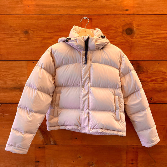 XS - TNA Aritzia Tan Super Puff Shorty 700 Down Hooded Puffer Jacket 0518AF