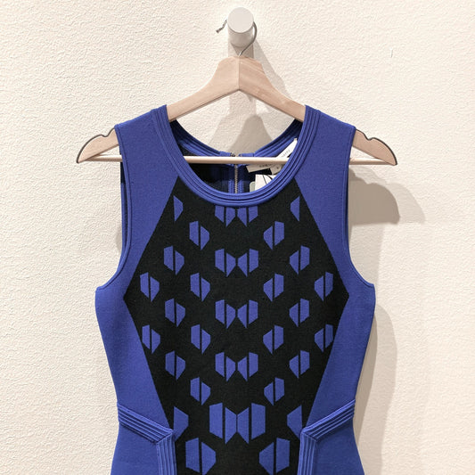Diane von Furstenberg $365 Blue Franca Stretch Knit Dress - Sz S - NEW - 0428KS