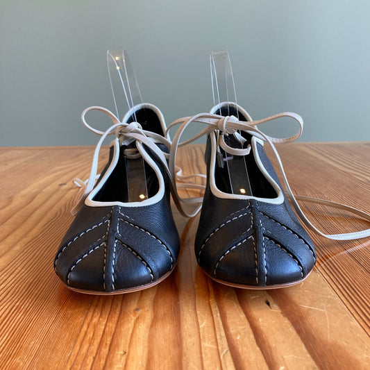 40 / 9.5 - Marni Black Mary-Jane Ballet Heels Shoes $790 NEW w/ Box 0416JW