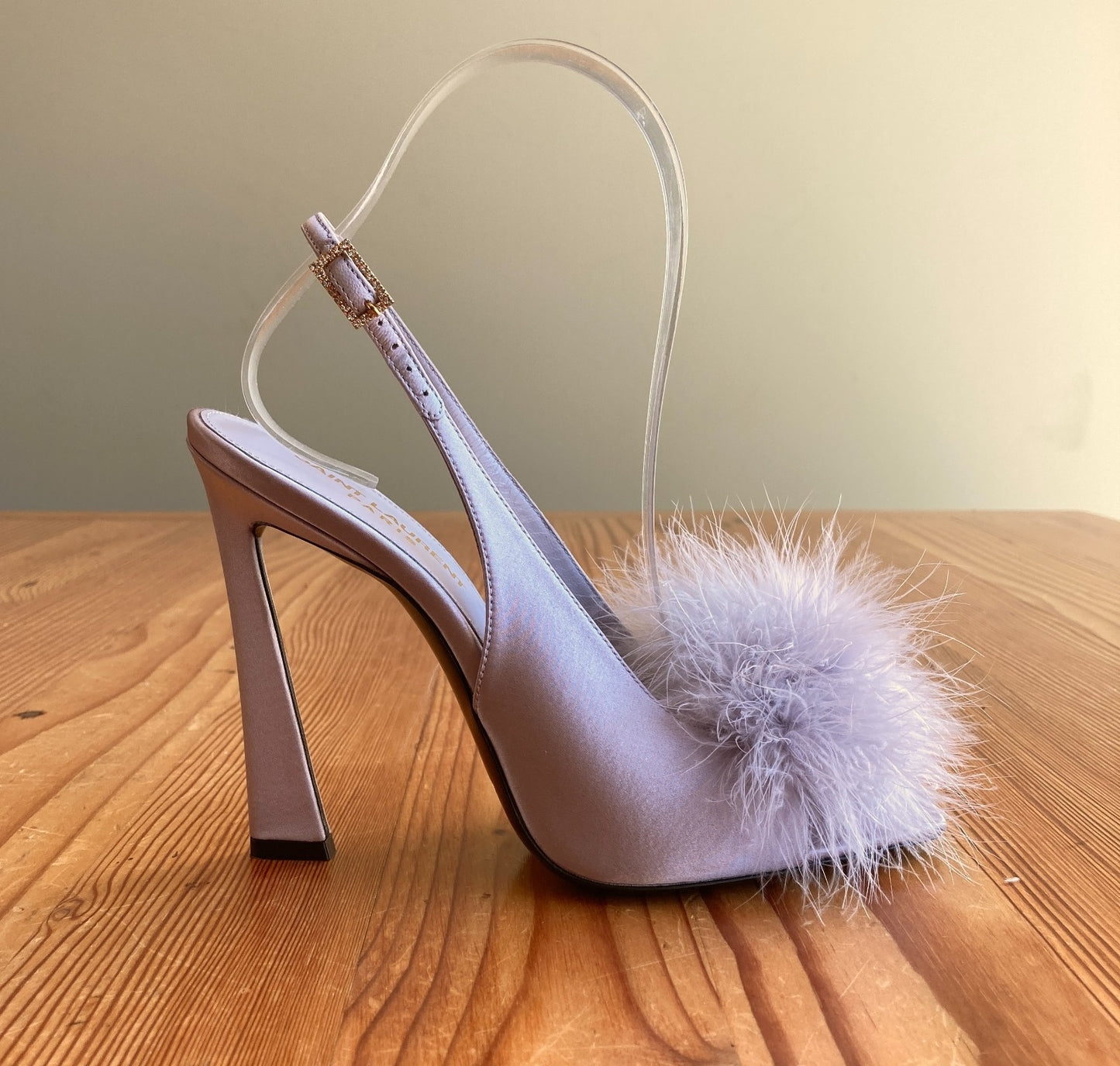 Saint Laurent $1190 Lavender Crepe Satin Mae Heels - Size 37 / 7 - NEW - 0724ZS