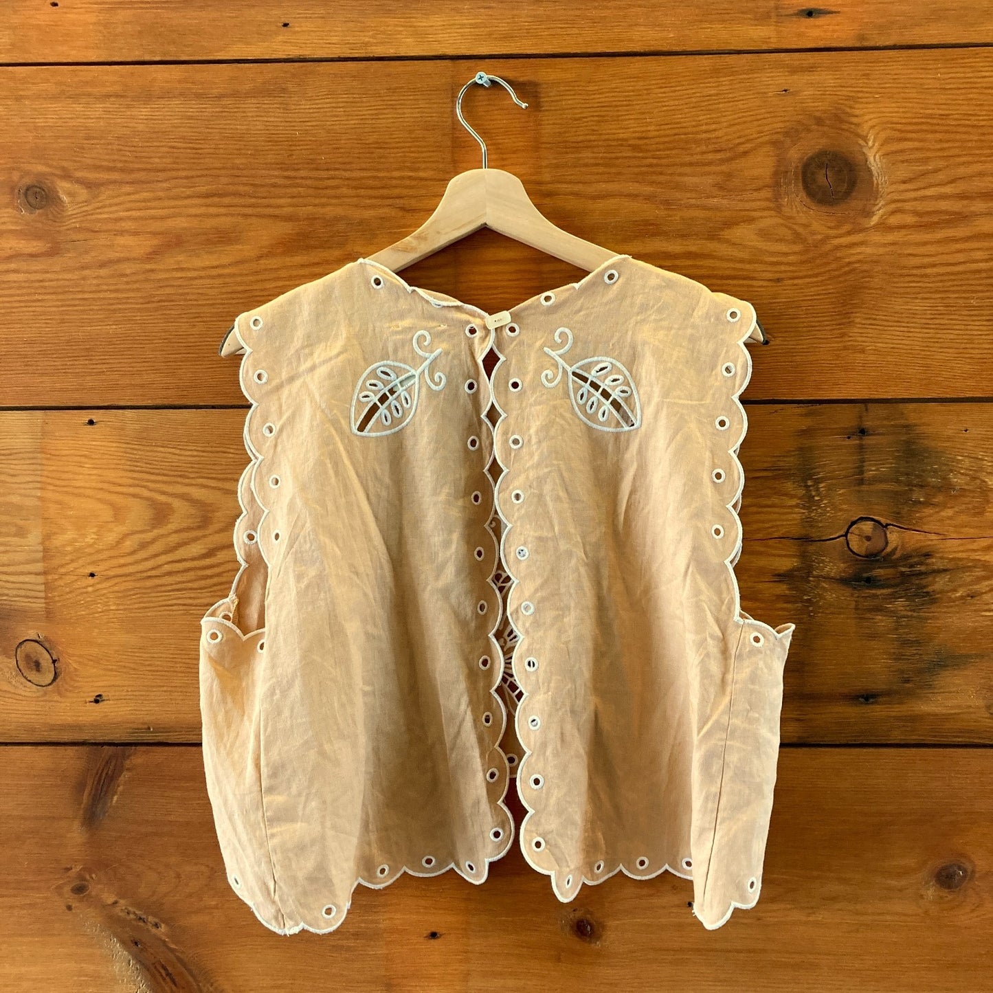 Farm Rio $175 Sand Richelieu Eyelet Embroidered Crop Tank Top - Size L - 0715DP