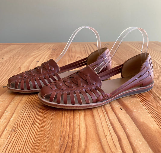 Nisolo Brown Woven Leather Huarache Sandals Shoes - Size 9 - 0509SS