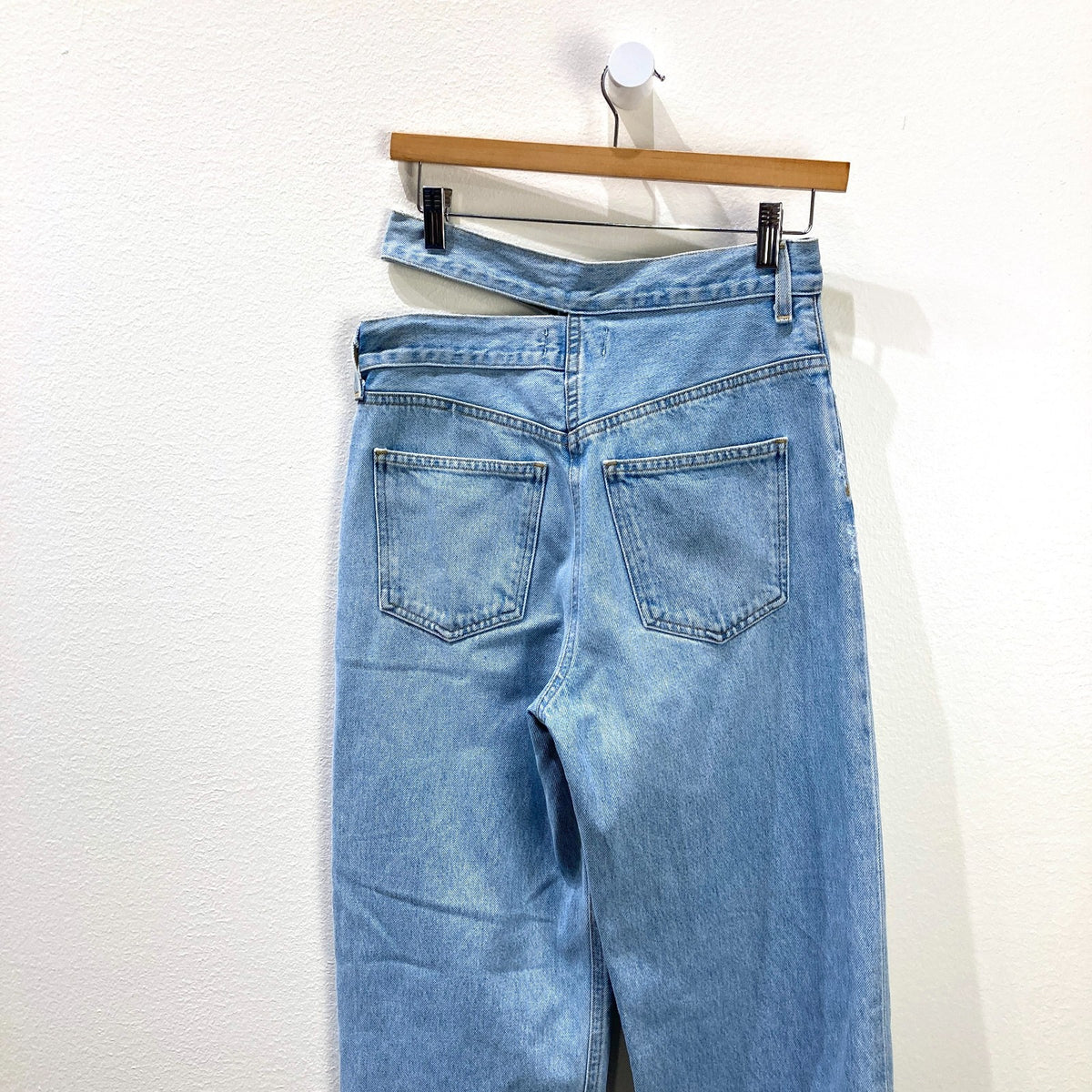 AGOLDE $248 Light Wash Broken Waist Band Wide Leg Jeans - Size 24 - 1015NE