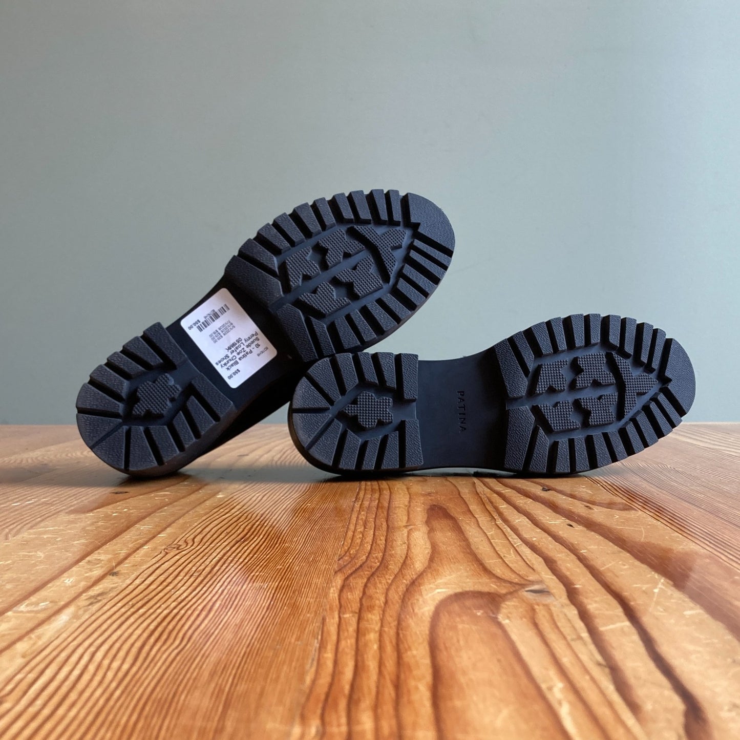 10 - Patina Black Suede Zoe Chunky Penny Loafer Shoes 0519MK