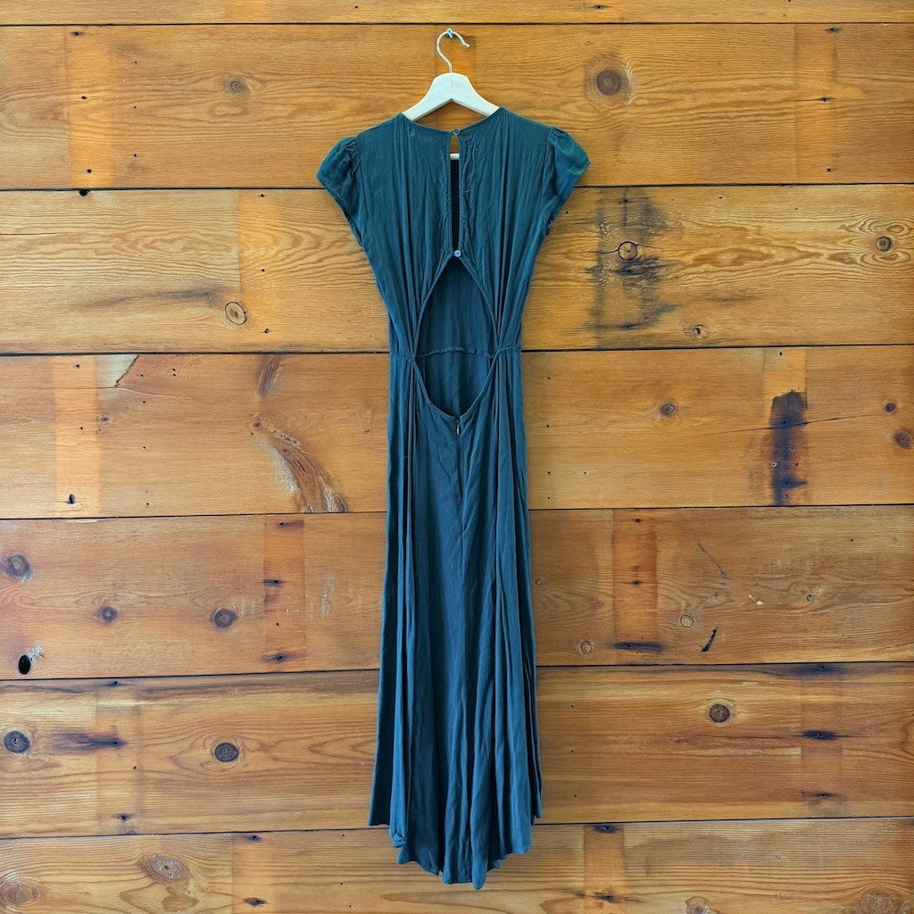 Reformation Emerald Green Gavin Open Back High Slit Midi Dress - Size 2 - 0404BB