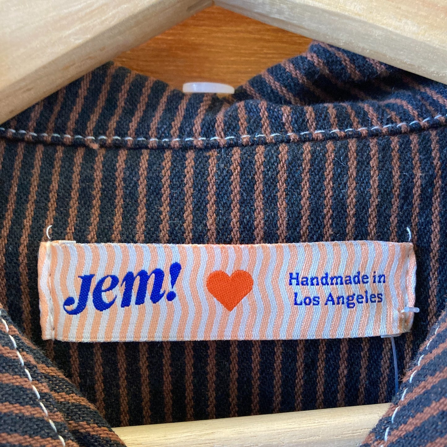 JEM! Brown & Navy Railroad Striped Shrunken Ranch Jacket - Size S - 0312IG