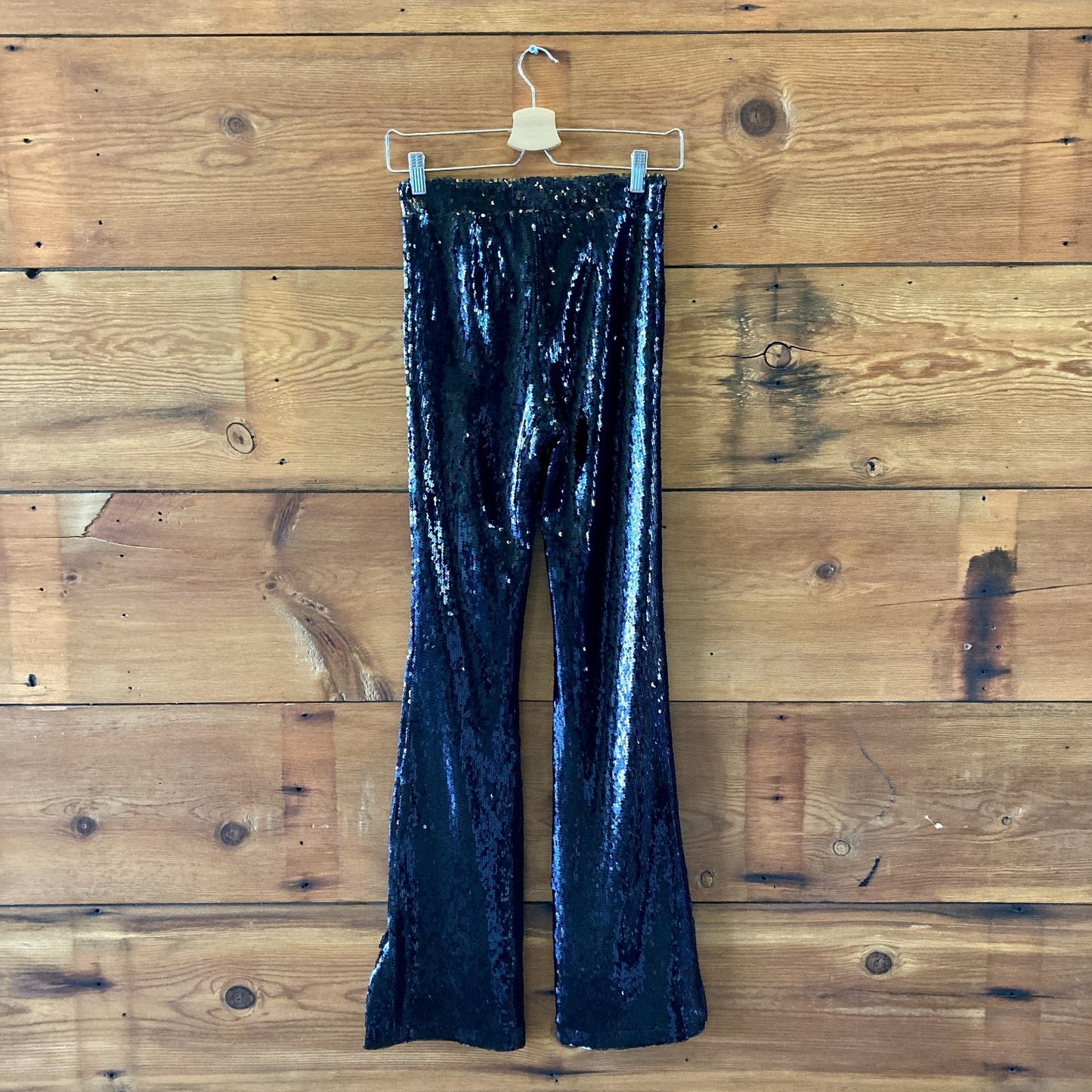 Sanctuary Anthropologie Black Sequin NEW Kicker Flare Pants - Size XS - 0718DK