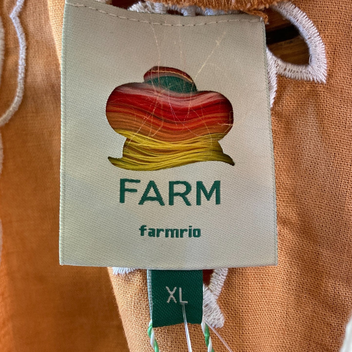 Farm Rio NEW Orange Embroidered Banana Tree Camel Crop Top - Size XL - 0422SJ