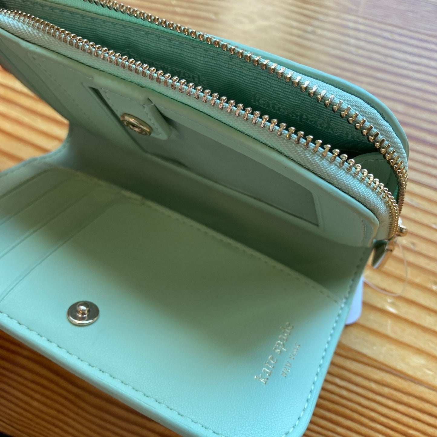 Kate Spade Light Green Deco Quilted Leather Compact Wallet - 0710SD