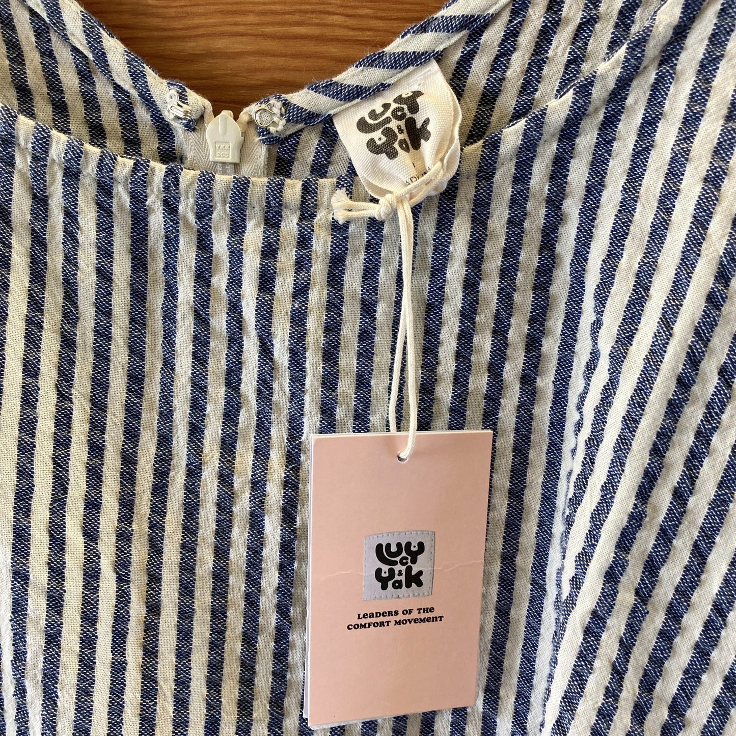 Lucy & Yak Blue Seersucker Striped Bellamy Jumpsuit - Size 18 - NEW - 1202AE