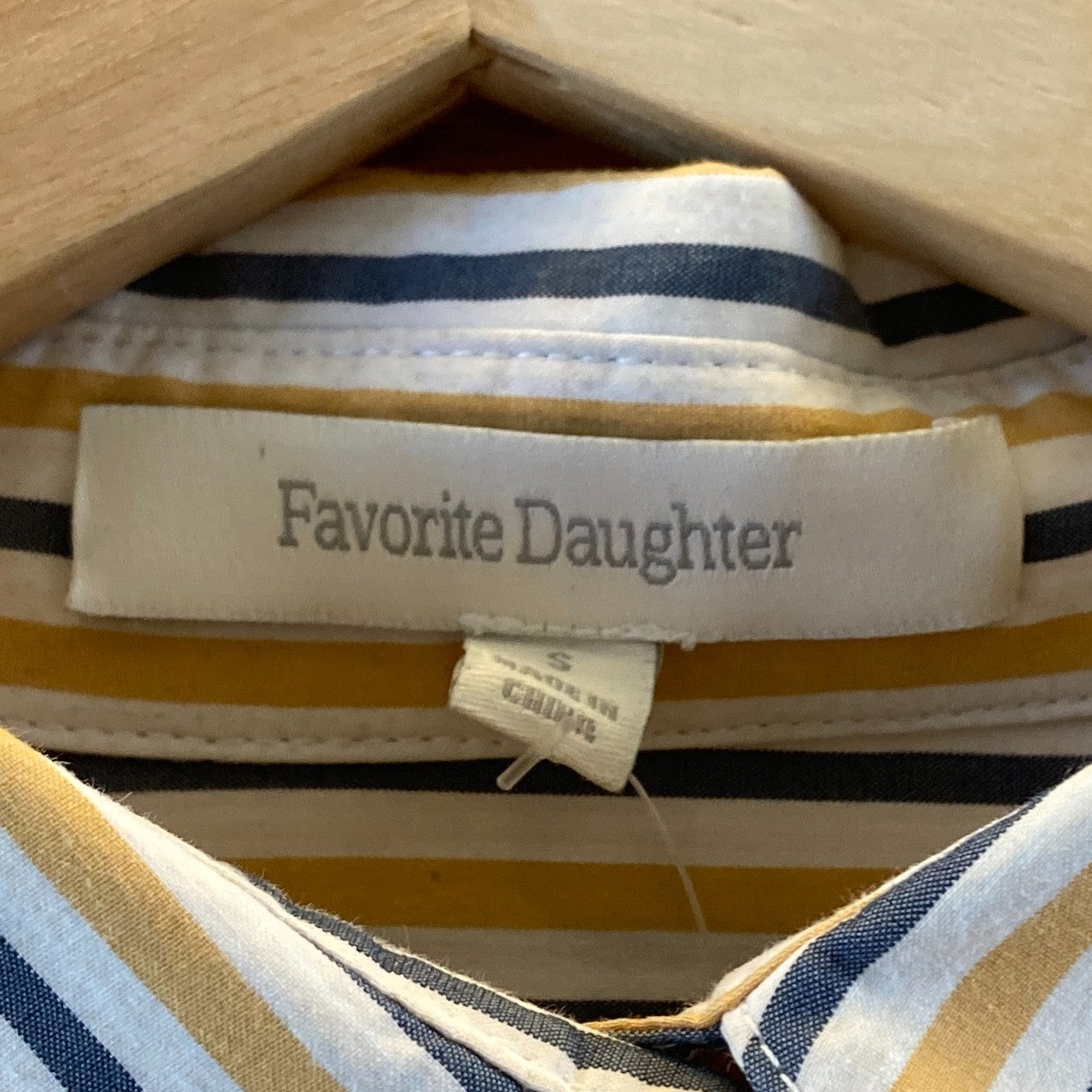 Favorite Daughter Yellow Striped Button Up Long Sleeve Shirt - Size S - 1117KW