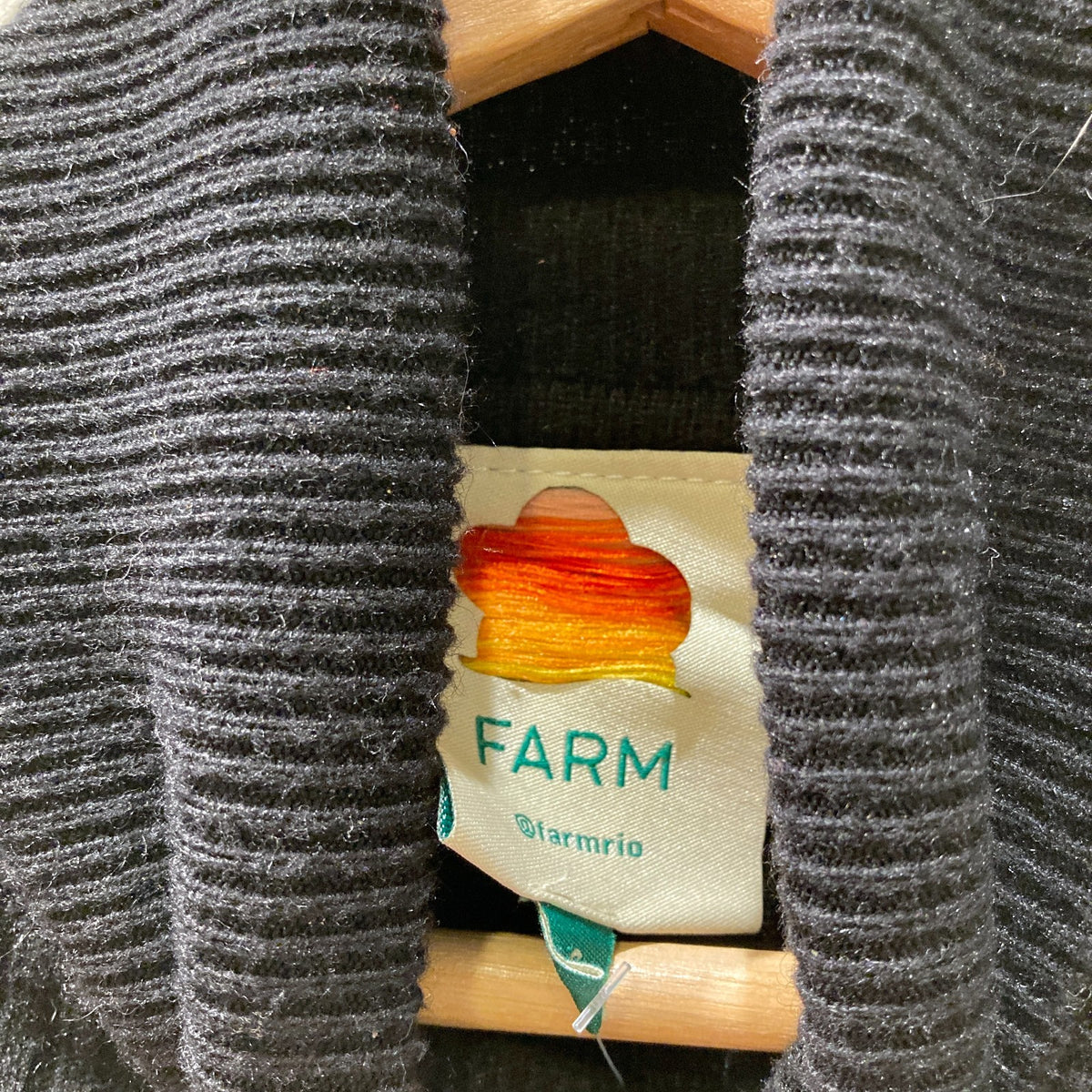 Farm Rio Black Ribbed Knit Turtleneck Puff Sleeve Sweater - Size S - 0516MH