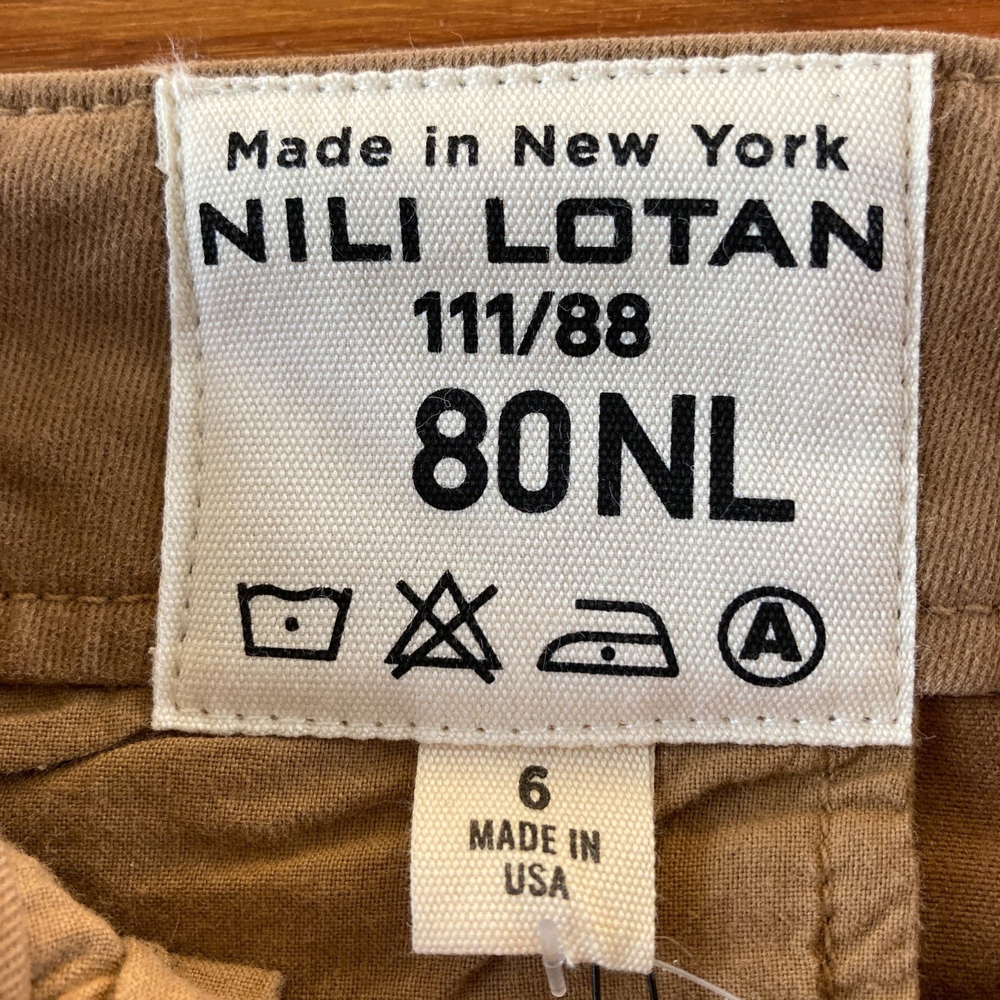 Nili Lotan Brown Khaki Cotton Button Fly Chinos Tomboy Pants - Size 6 - 4427SC