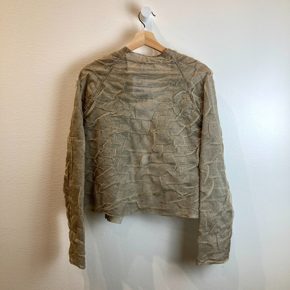 Crea Concept Gray Silver Sheer Textured Open Front Top - One Size - 0907FL