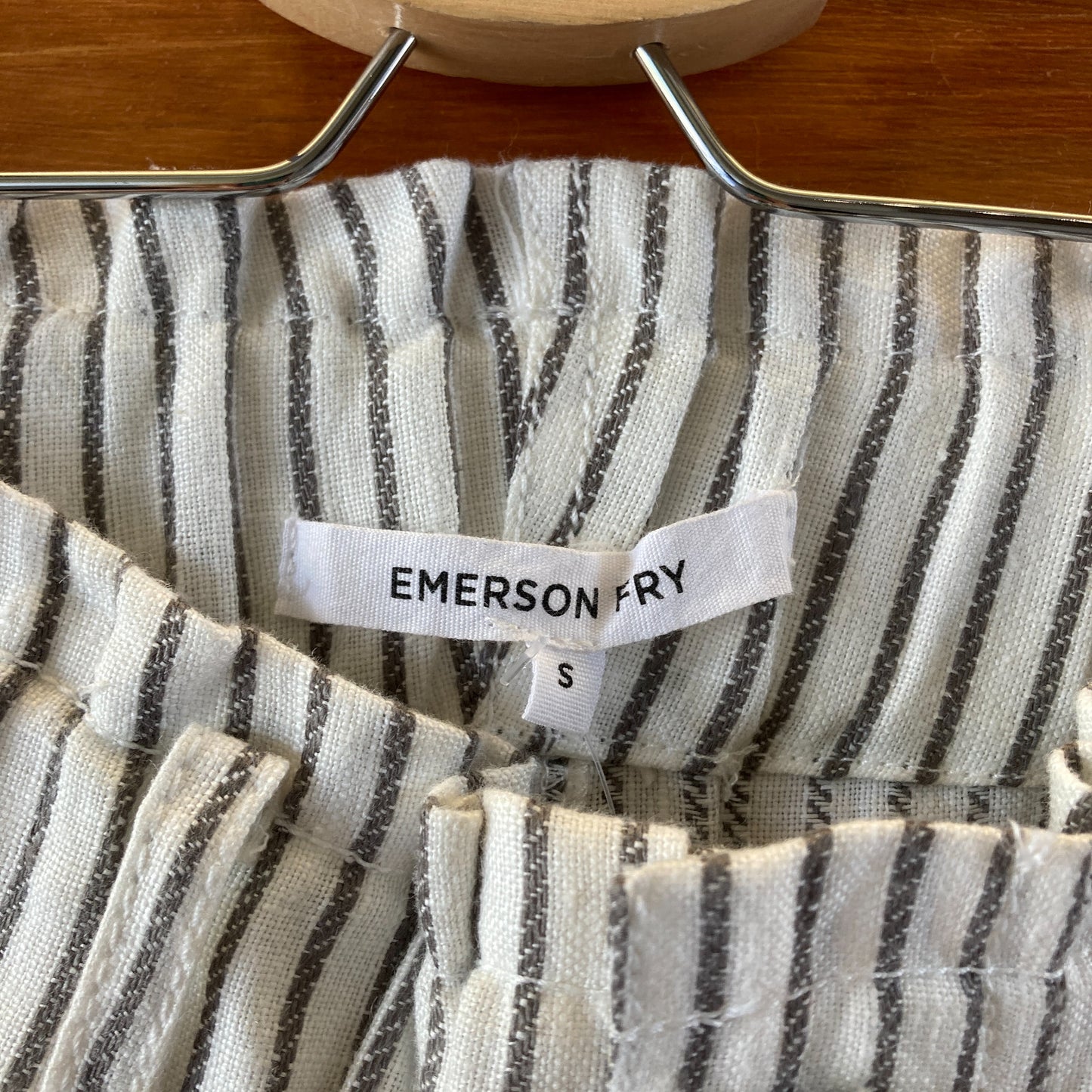 Emerson Fry White & Gray Striped Heart Pocket Babas Pants - Sz S - 0517DS