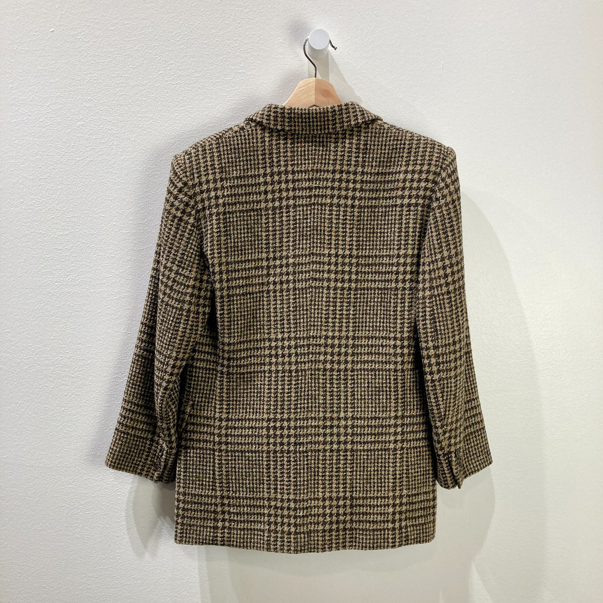 Max Mara Brown Houndstooth Wool Single Button Blazer Jacket - Size 6 - 1011SC