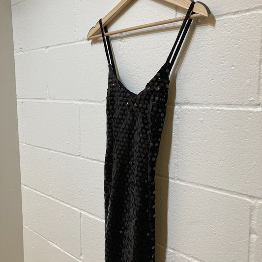 Vintage Betsey Johnson Black Velvet Dot Embellished Mini Dress - Size M - 0521AB