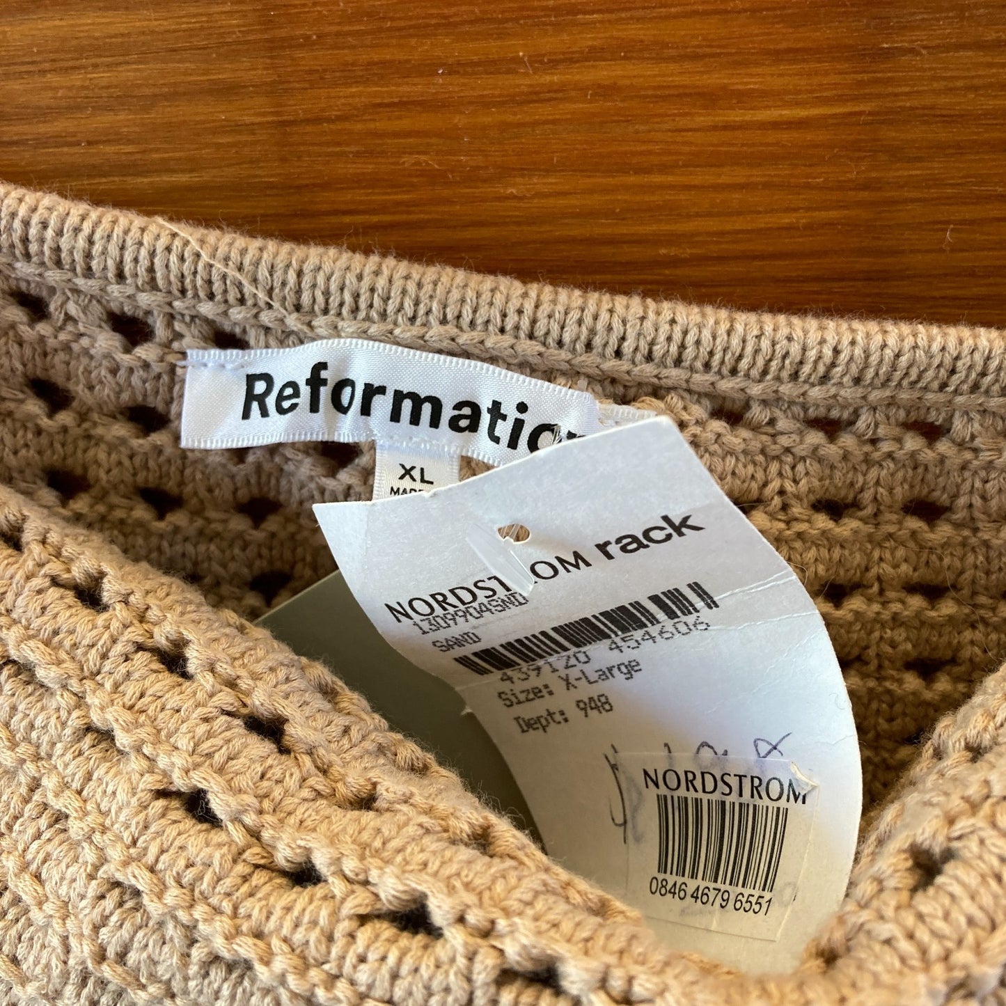 Reformation Tan Knit Cotton Halter Tie Neck Dress - Size XL - NEW - 1125EA