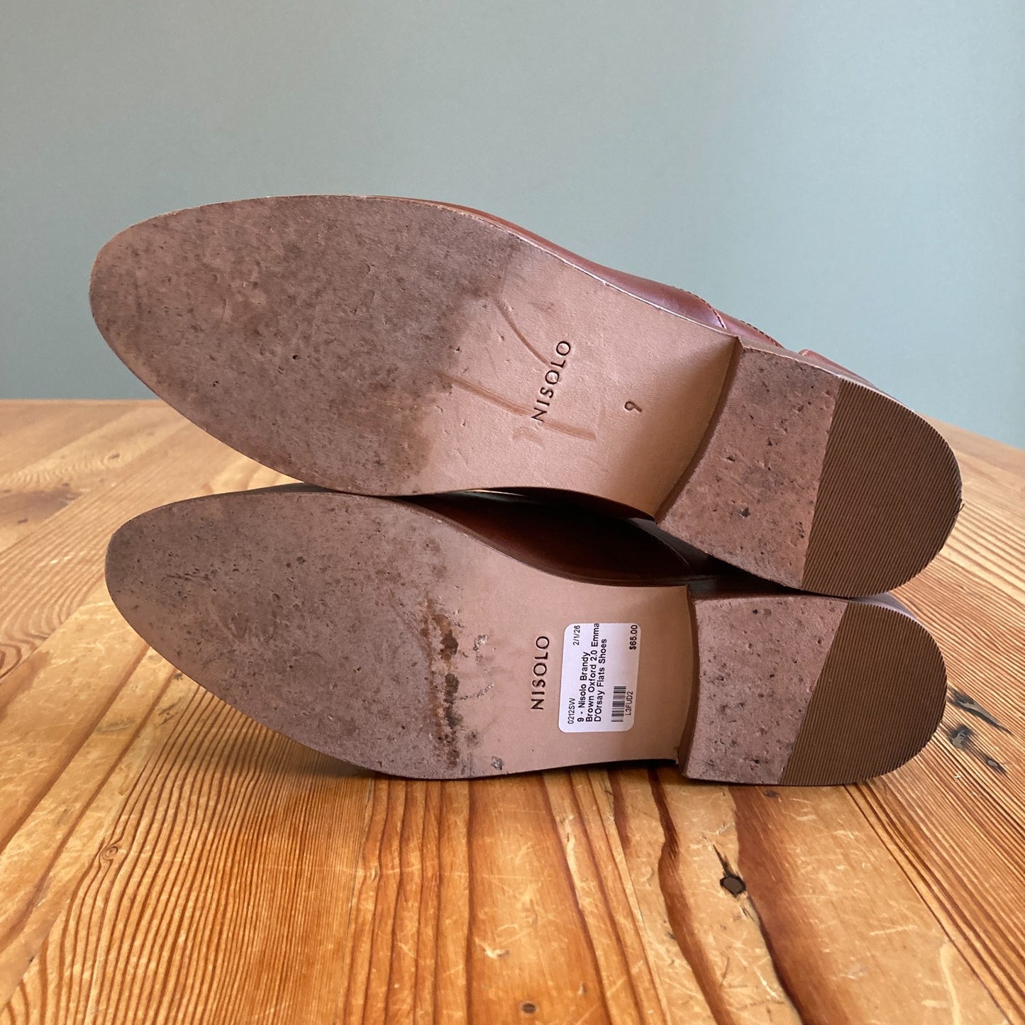 9 - Nisolo Brandy Brown Oxford 2.0 Emma D'Orsay Flats Shoes 0212SW