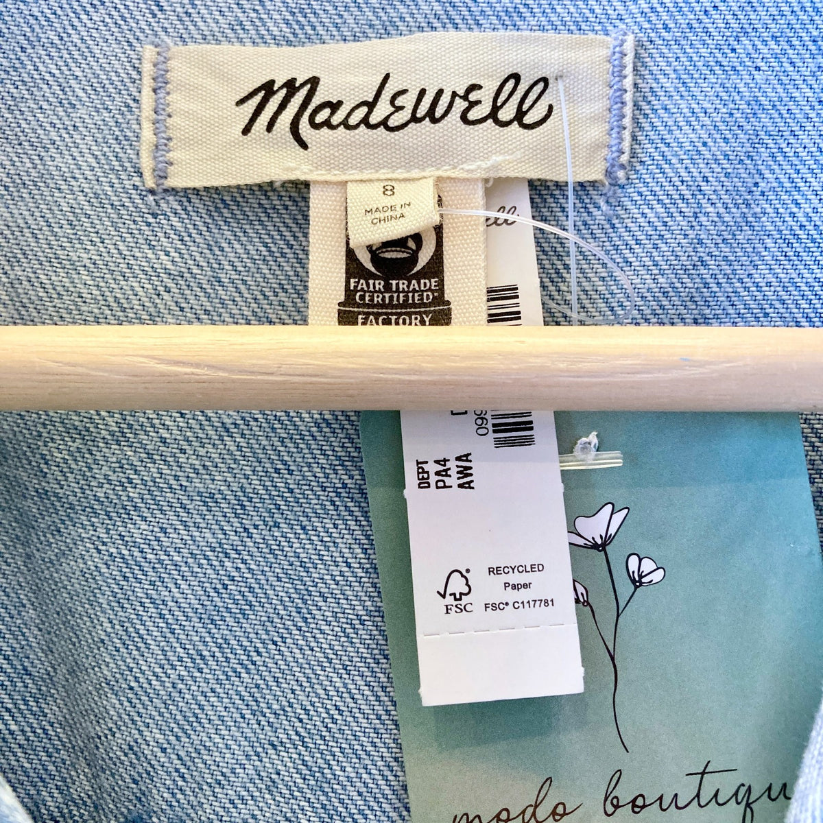 Madewell $168 Altoona Wash Denim Midi Length Shirt Dress - Size 8 - NEW - 0105MR