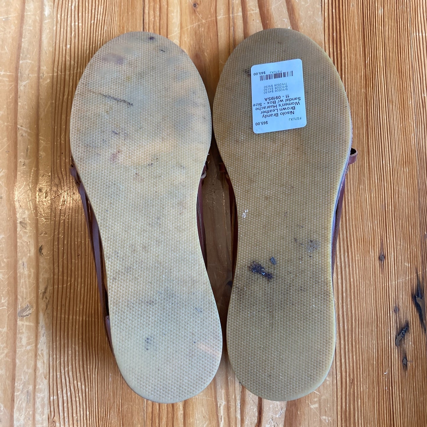 Nisolo Brandy Brown Leather Women's Huarache Sandal w/ Box - Size 11 - 0919SA