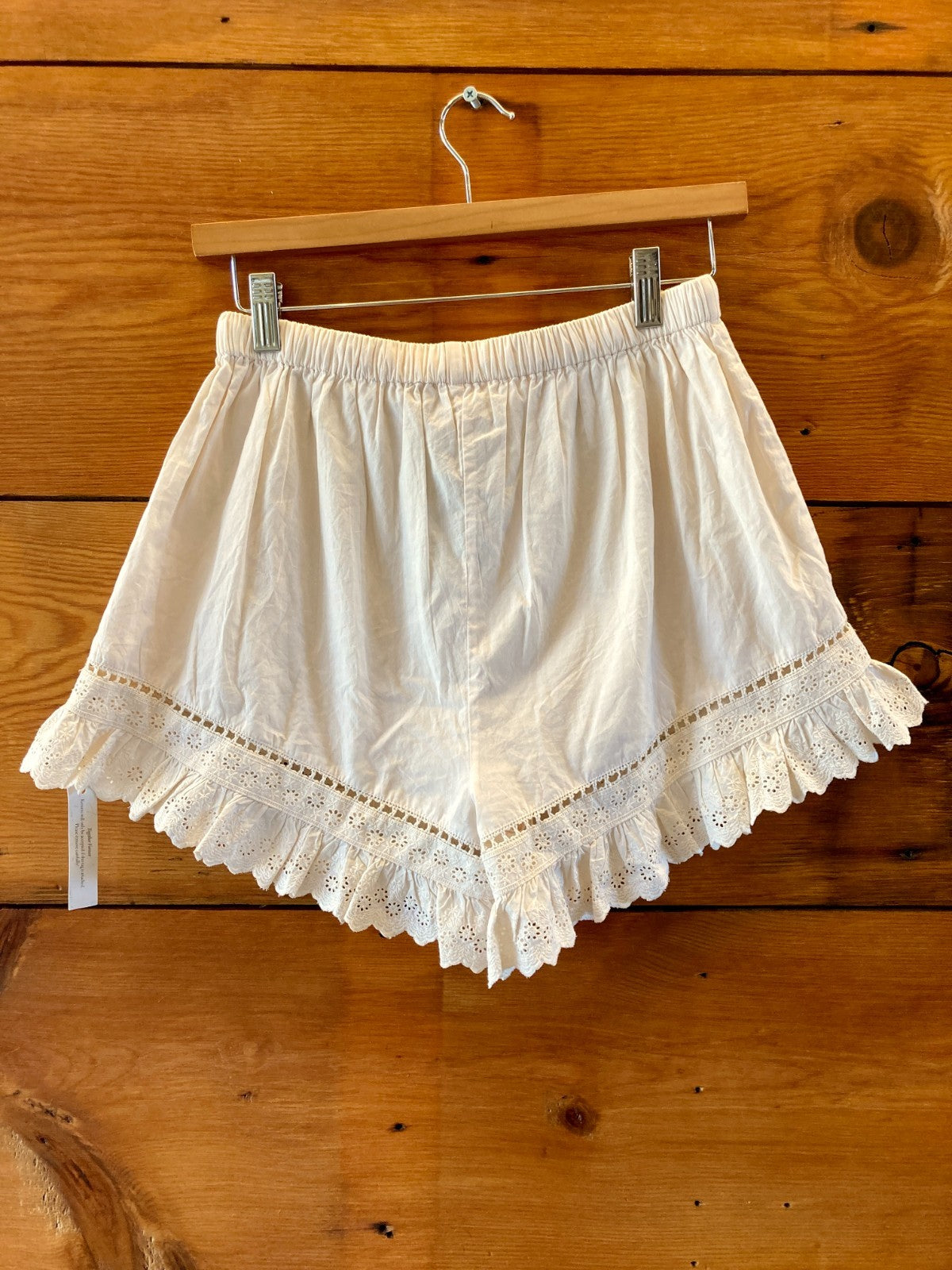 Christy Dawn White Cassia Pearl Eyelet Lace-Trim Shorts - Size S - 0312IG