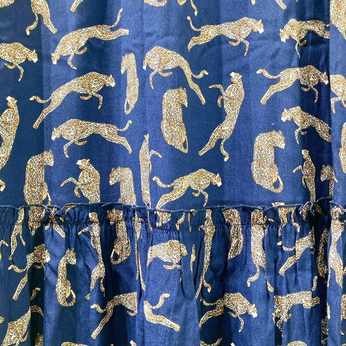 Just Female $120 Navy Blue Leopard Print Wells Maxi Skirt - Sz L - NEW - 0507AH