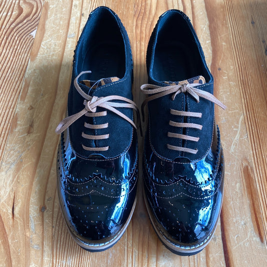 Girotti $449 Black Patent Leather Oxfords Shoes - Sz 41/10.5 US - NEW - 0803BM