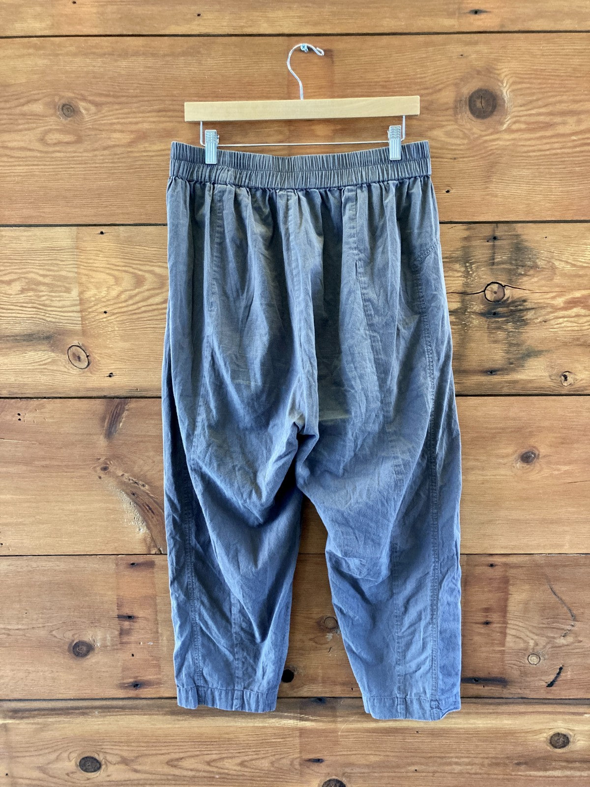 Jarbo Gray Purple Elastic Waist Light Cotton Pants - Size XL - 0106KA
