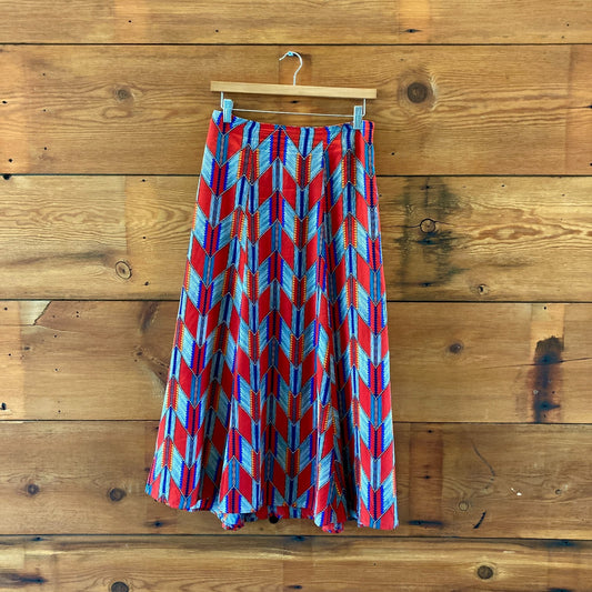 Mara Hoffman Red Patterned 100% Silk Full Length Maxi Skirt - Size 6 - 0209AS