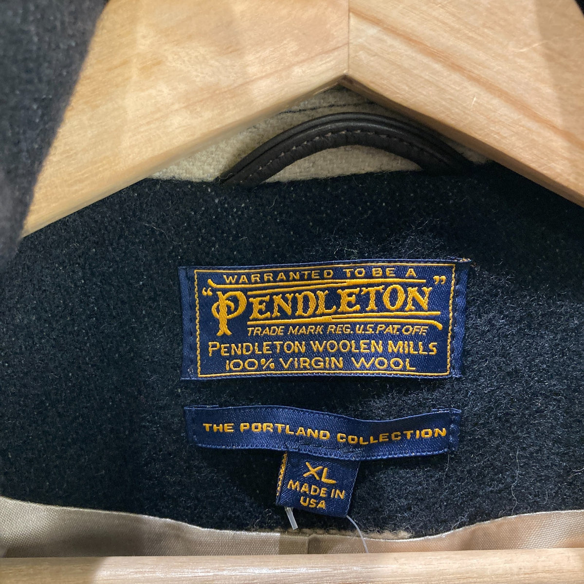 Pendleton Portland Collection Black & Tan Patterned Wool Coat - Size XL - 0316ND