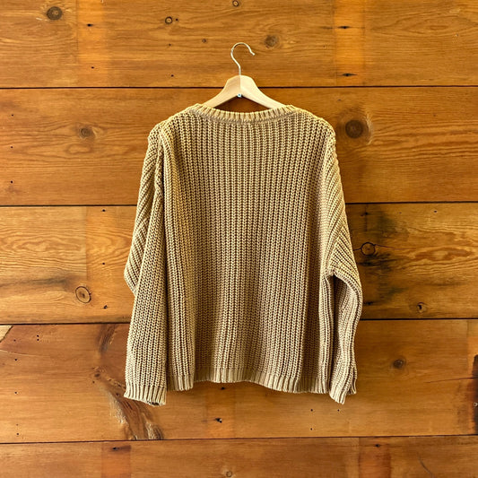 0 / XS - The Simple Folk Brown Organic Cotton Loose Fit Cardigan Sweater 1025TM