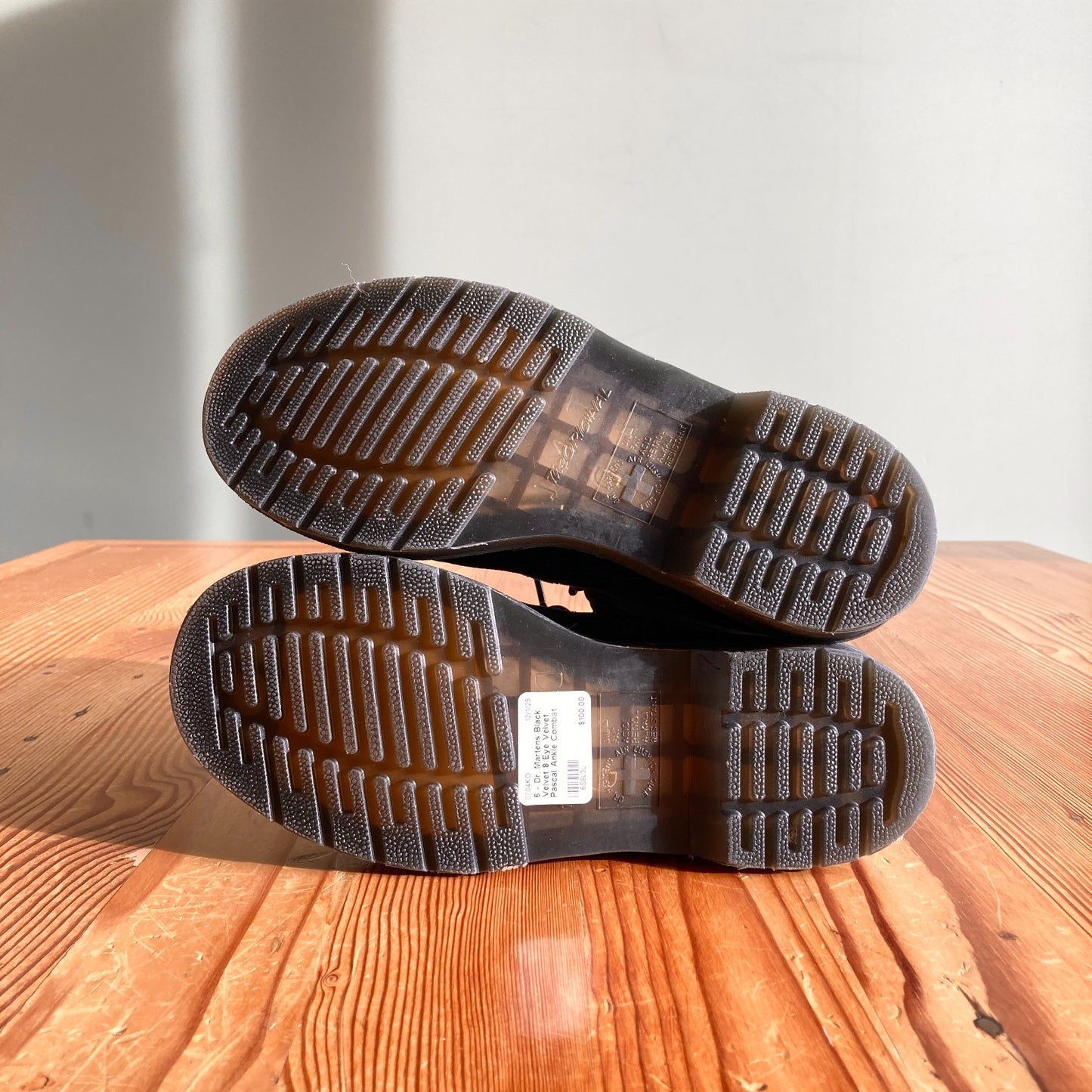 6 - Dr. Martens Black Velvet 8 Eye Velvet Pascal Ankle Combat 1460 Boots 0704KO