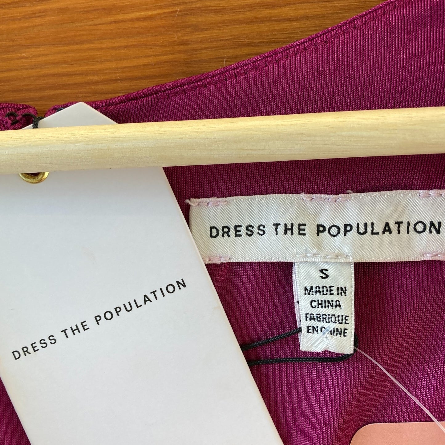 S - Dress the Population $268 Fuchsia V Neck Krista Maxi Dress NEW 0826CB