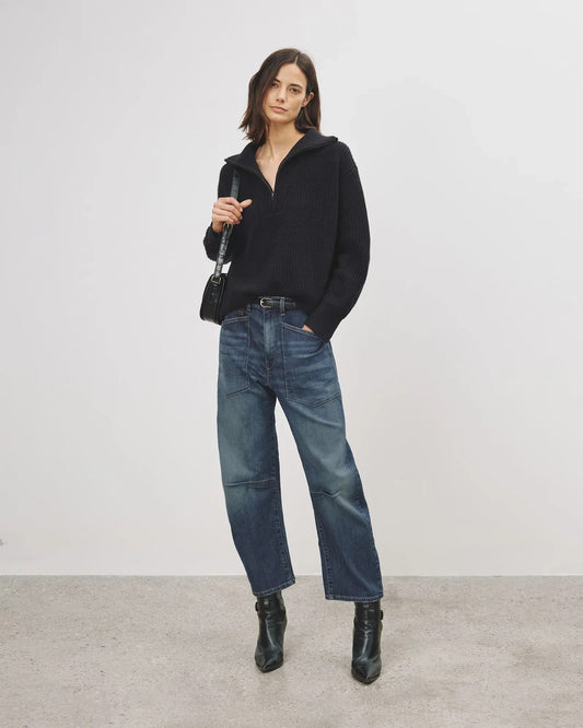 Nili Lotan $395 Shon Classic Wash Bowleg Barrel Leg Jeans - Size 27 - 0209SB