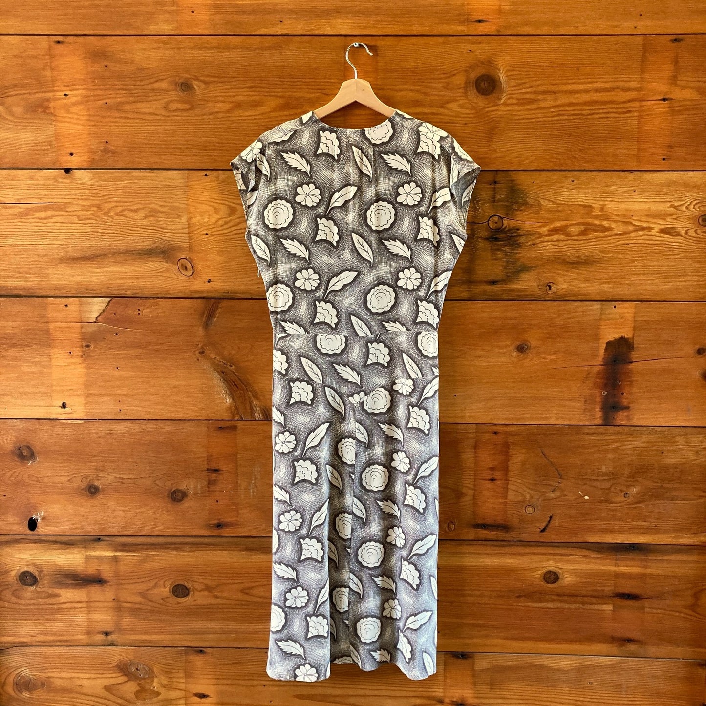 Rachel Comey Black & White Floral Patterned Silk Midi Dress - Size 6 - 0715MB