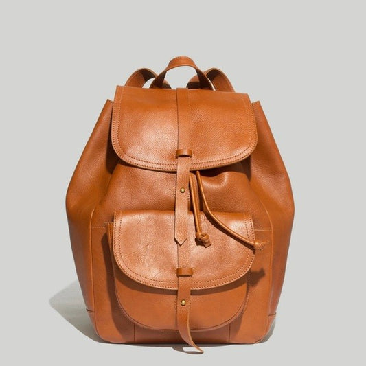 Madewell $228 Honey Brown Leather The Transport Rucksack Backpack Bag 0223LR