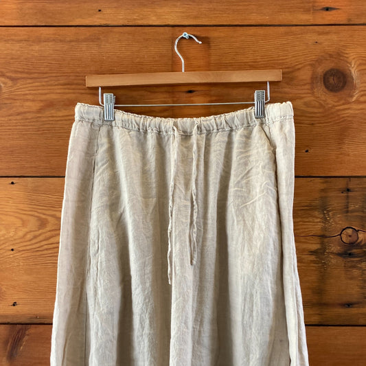 Velvet Graham & Spencer Tan Linen Drawstring Maxi Skirt - Size M - 4427SC
