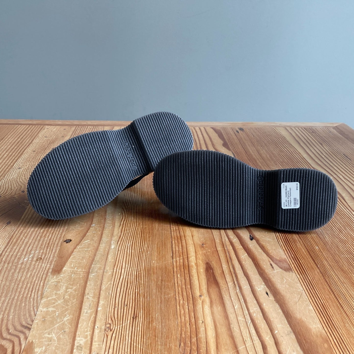 36 / 5.5 - GANNI Black Leather Platform Creepers Fisherman Sandals Shoes 0312IG